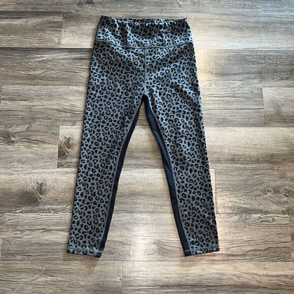 ALL FENIX Gray Black Leopard Print Leggings Large - Picture 2 of 7